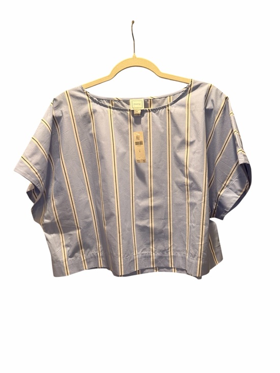 Maeve Tops - Maeve Blue and Cream Striped Boxy Crop Top
